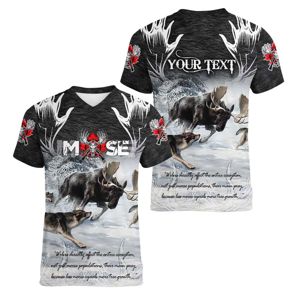 The Wolves Hunting Moose Women V-Neck T-Shirt