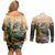 The Beauty of Rocky Mountains Couples Matching Off Shoulder Short Dress and Long Sleeve Button Shirt