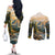 The Beauty of Rocky Mountains Couples Matching Off The Shoulder Long Sleeve Dress and Long Sleeve Button Shirt