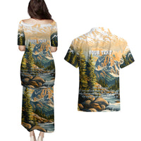 The Beauty of Rocky Mountains Couples Matching Puletasi and Hawaiian Shirt