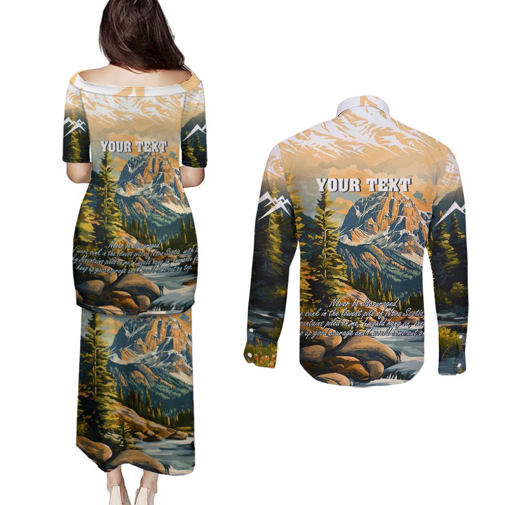The Beauty of Rocky Mountains Couples Matching Puletasi and Long Sleeve Button Shirt