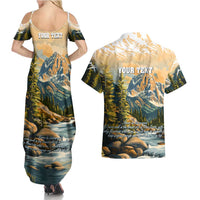 The Beauty of Rocky Mountains Couples Matching Summer Maxi Dress and Hawaiian Shirt