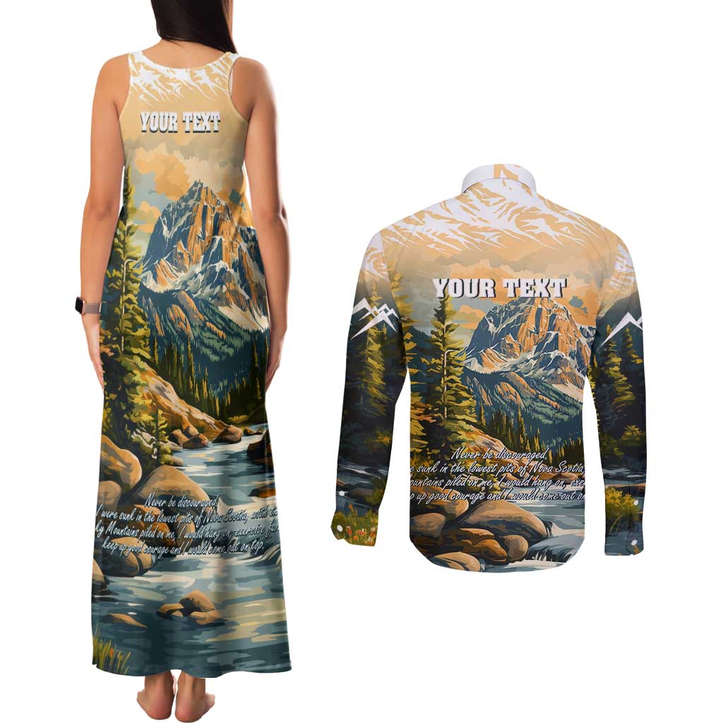 The Beauty of Rocky Mountains Couples Matching Tank Maxi Dress and Long Sleeve Button Shirt