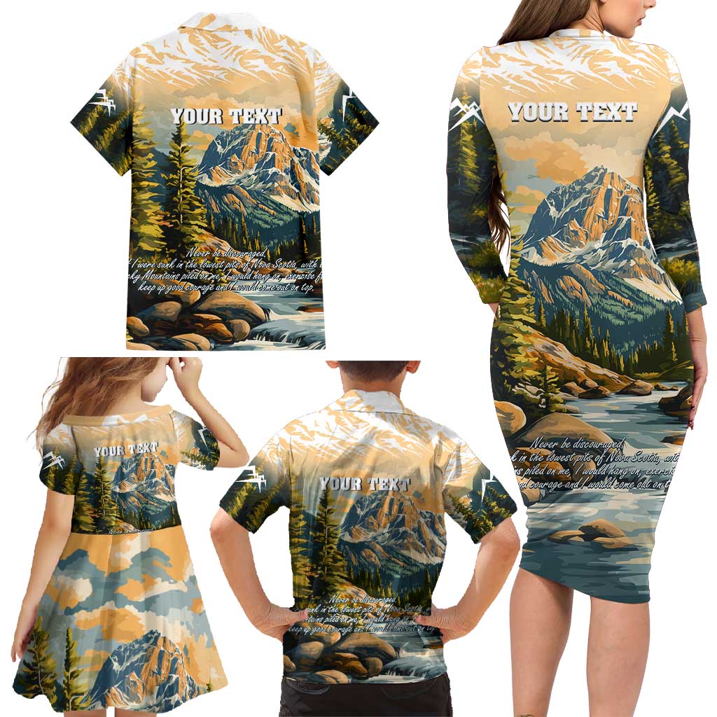The Beauty of Rocky Mountains Family Matching Long Sleeve Bodycon Dress and Hawaiian Shirt