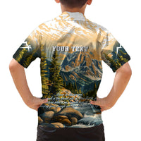 The Beauty of Rocky Mountains Family Matching Off The Shoulder Long Sleeve Dress and Hawaiian Shirt