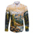 The Beauty of Rocky Mountains Family Matching Off The Shoulder Long Sleeve Dress and Hawaiian Shirt