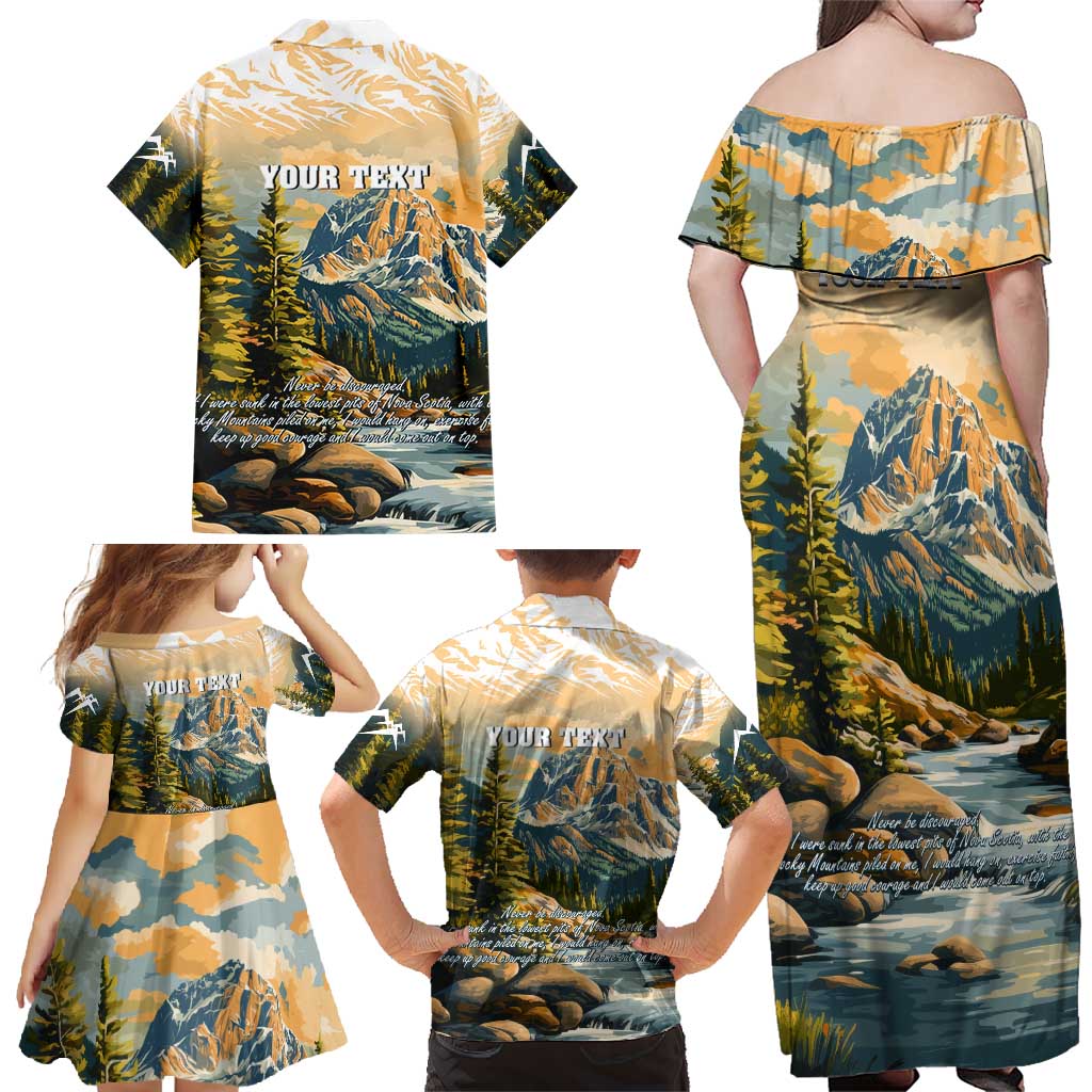 The Beauty of Rocky Mountains Family Matching Off Shoulder Maxi Dress and Hawaiian Shirt