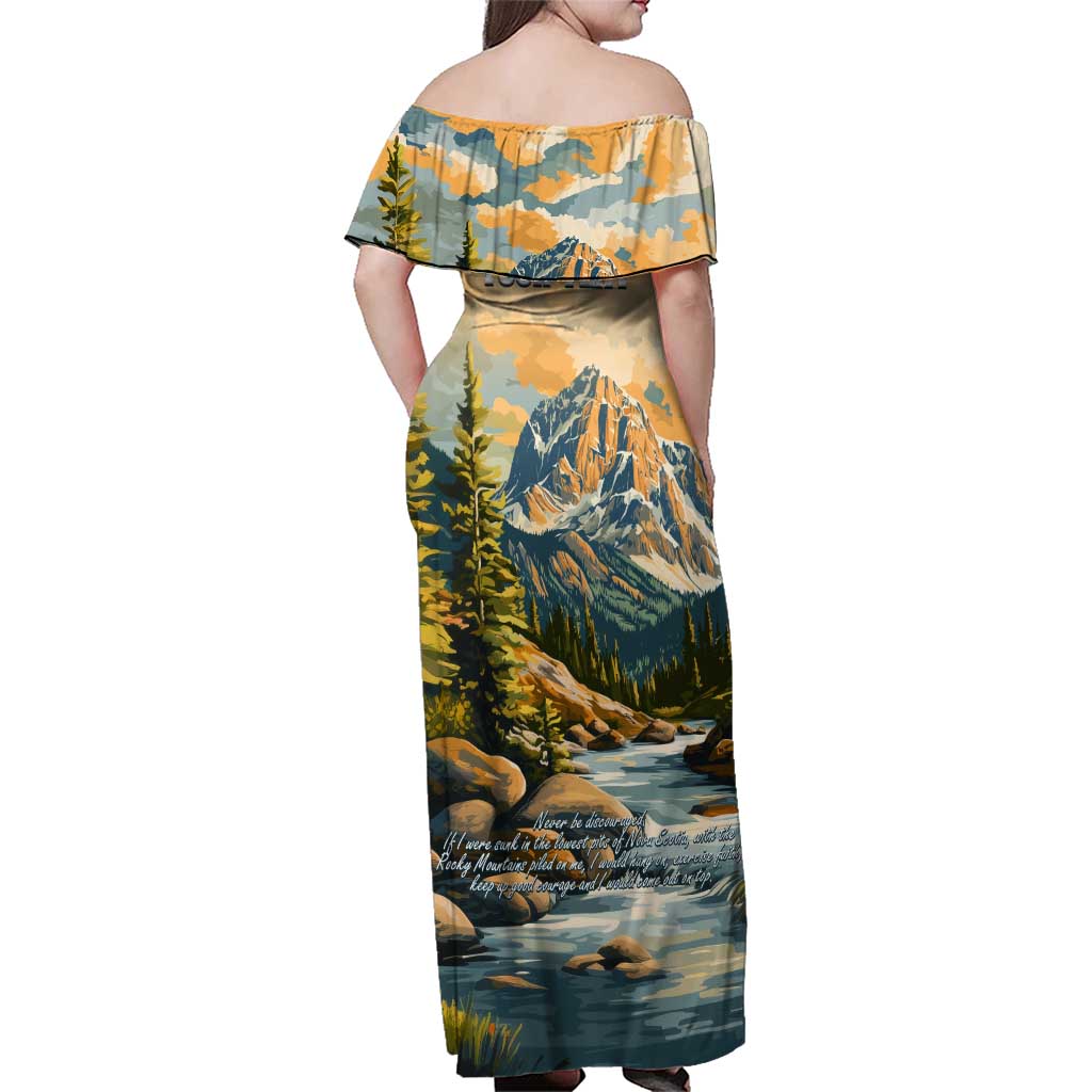 The Beauty of Rocky Mountains Family Matching Off Shoulder Maxi Dress and Hawaiian Shirt