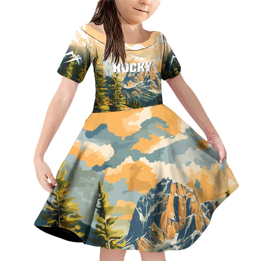 The Beauty of Rocky Mountains Family Matching Off Shoulder Short Dress and Hawaiian Shirt