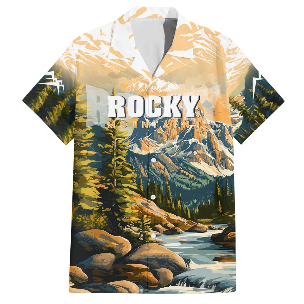 The Beauty of Rocky Mountains Family Matching Off Shoulder Short Dress and Hawaiian Shirt