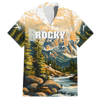 The Beauty of Rocky Mountains Family Matching Off Shoulder Short Dress and Hawaiian Shirt
