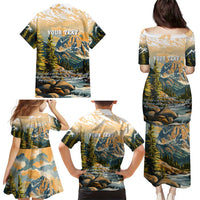 The Beauty of Rocky Mountains Family Matching Puletasi and Hawaiian Shirt