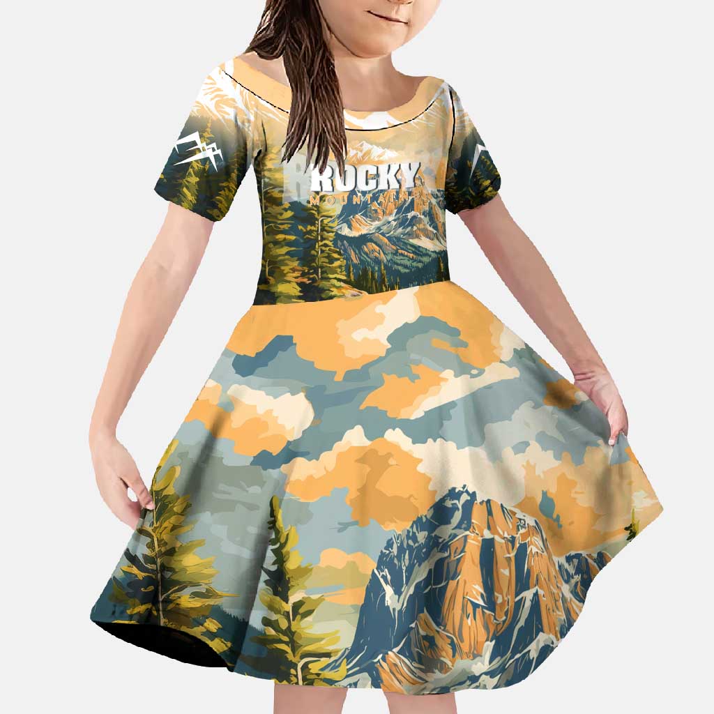 The Beauty of Rocky Mountains Family Matching Short Sleeve Bodycon Dress and Hawaiian Shirt