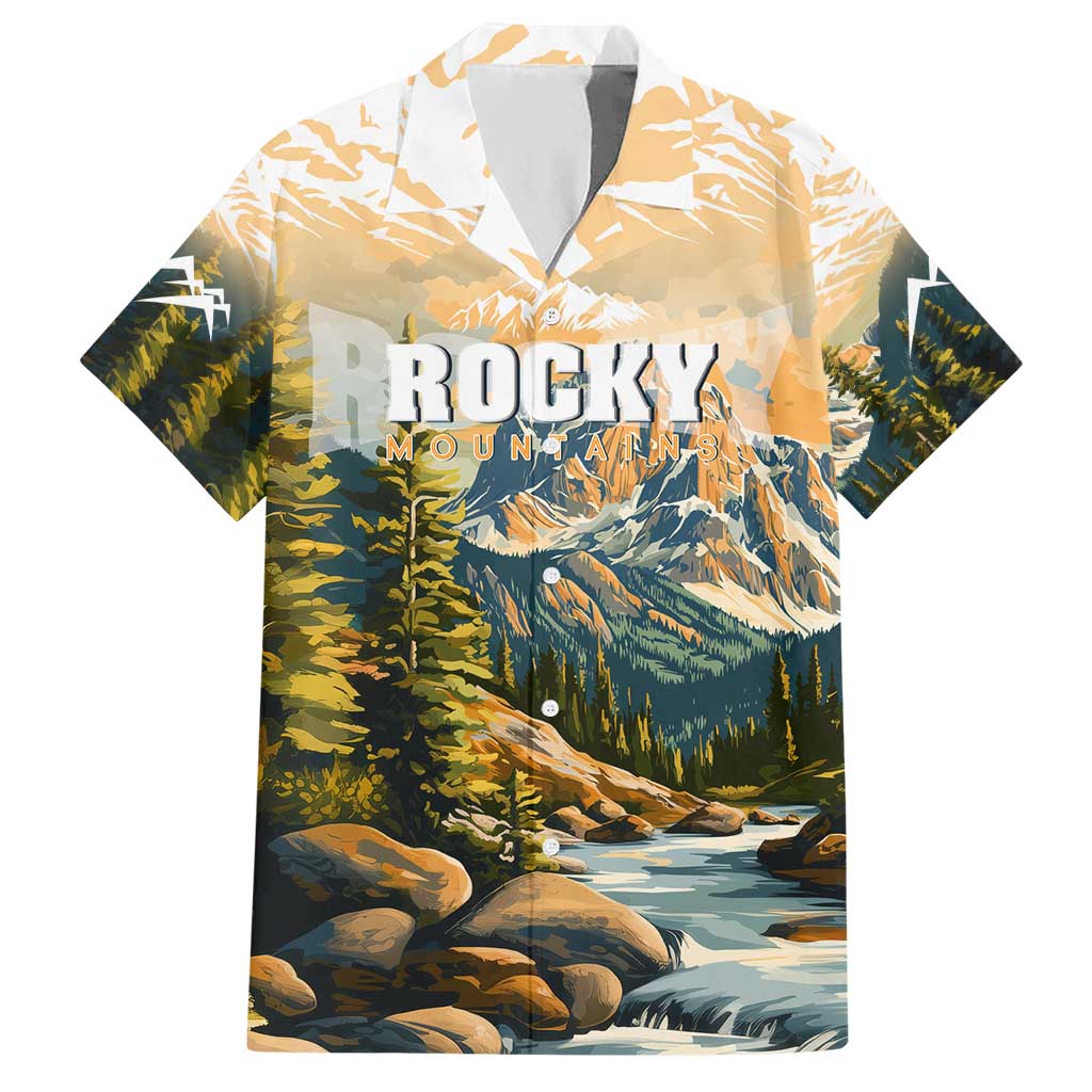 The Beauty of Rocky Mountains Family Matching Short Sleeve Bodycon Dress and Hawaiian Shirt