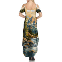 The Beauty of Rocky Mountains Family Matching Summer Maxi Dress and Hawaiian Shirt