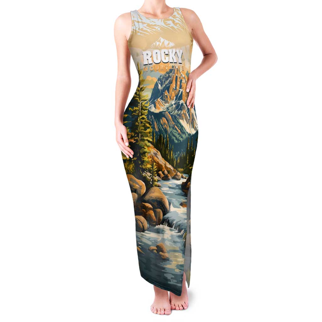 The Beauty of Rocky Mountains Family Matching Tank Maxi Dress and Hawaiian Shirt