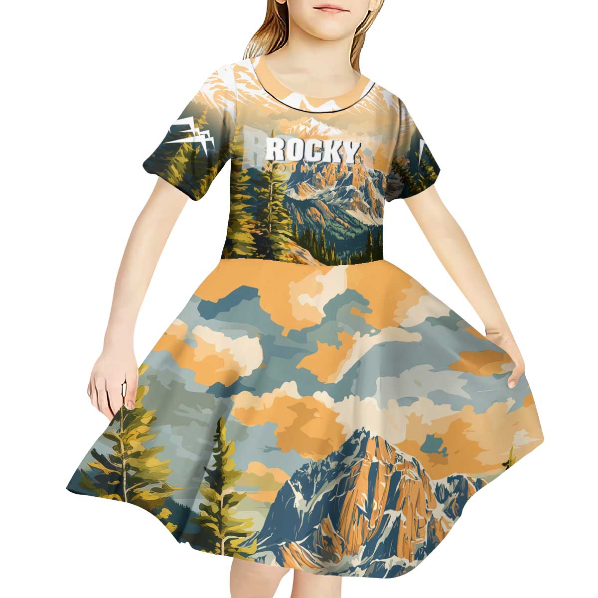 The Beauty of Rocky Mountains Kid Short Sleeve Dress