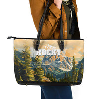 The Beauty of Rocky Mountains Leather Tote Bag