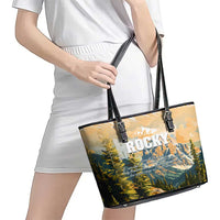 The Beauty of Rocky Mountains Leather Tote Bag