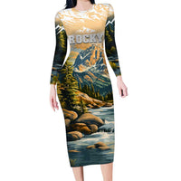 The Beauty of Rocky Mountains Long Sleeve Bodycon Dress