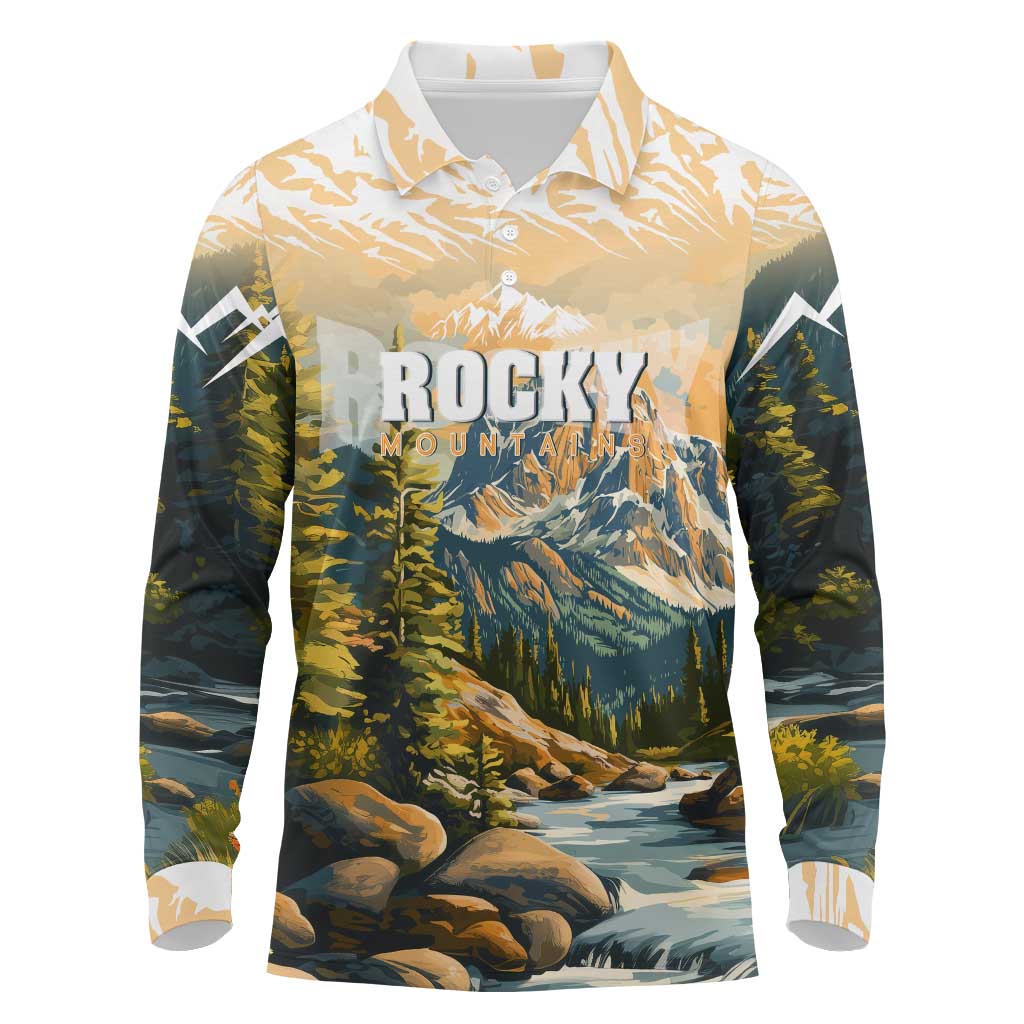 The Beauty of Rocky Mountains Long Sleeve Polo Shirt