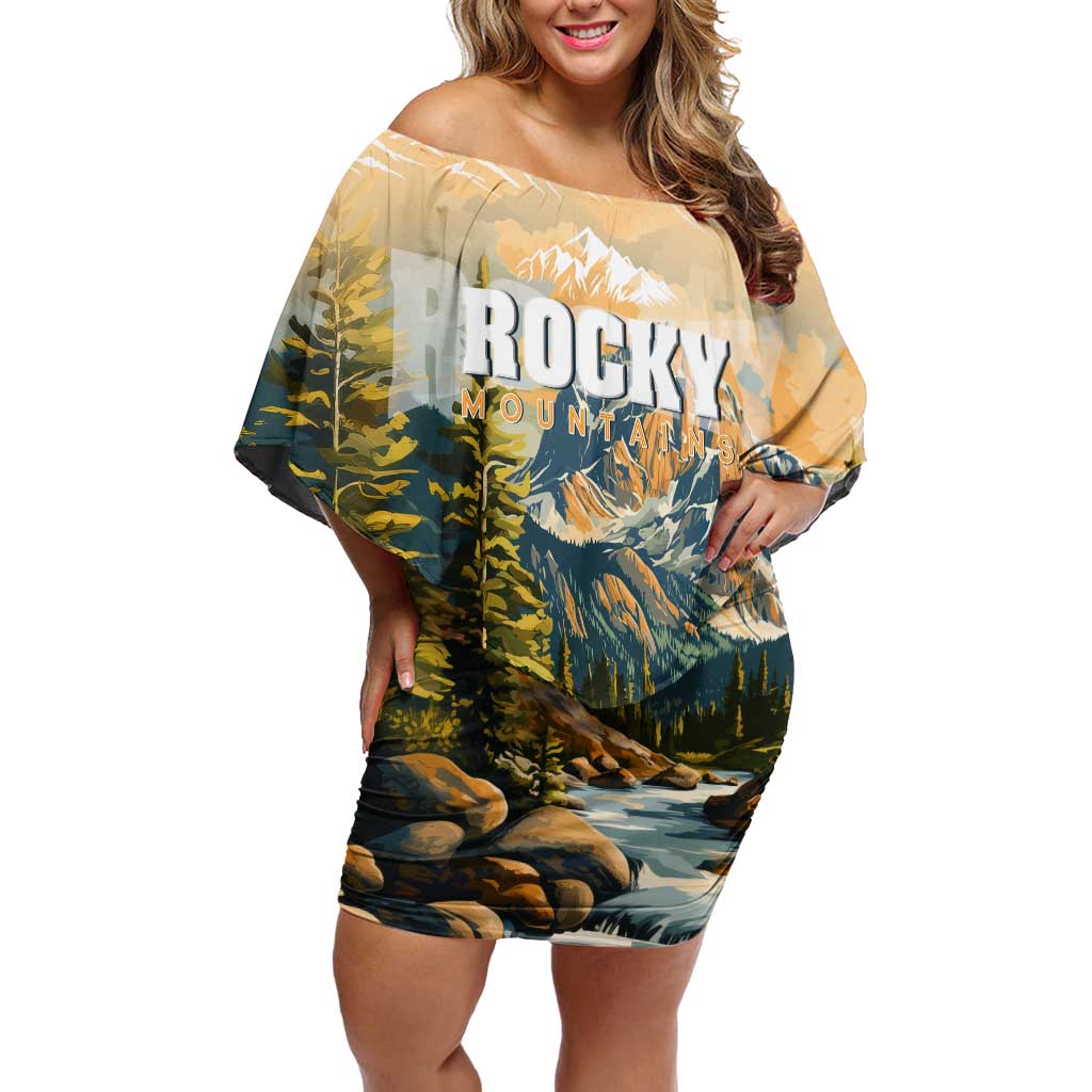 The Beauty of Rocky Mountains Off Shoulder Short Dress