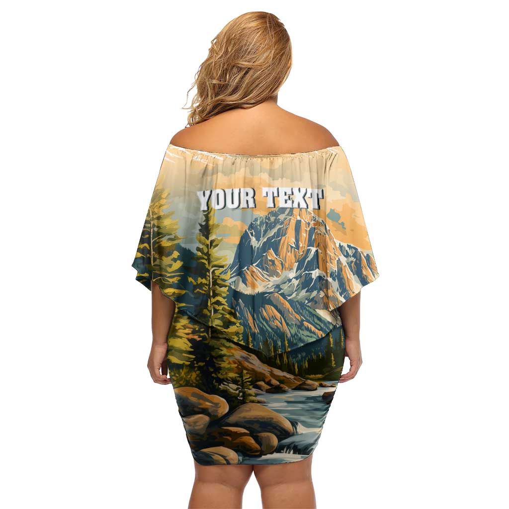 The Beauty of Rocky Mountains Off Shoulder Short Dress