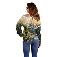 The Beauty of Rocky Mountains Off Shoulder Sweater