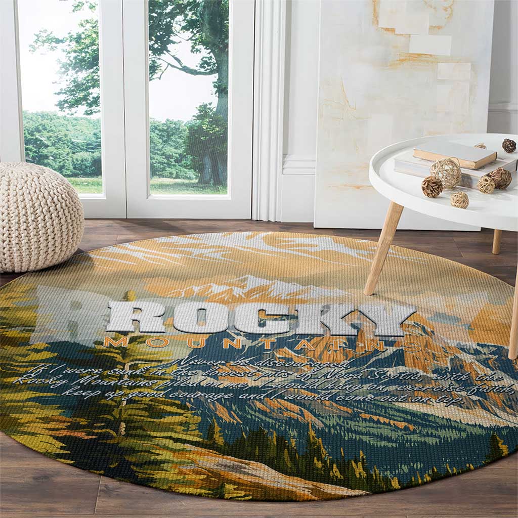 The Beauty of Rocky Mountains Round Carpet