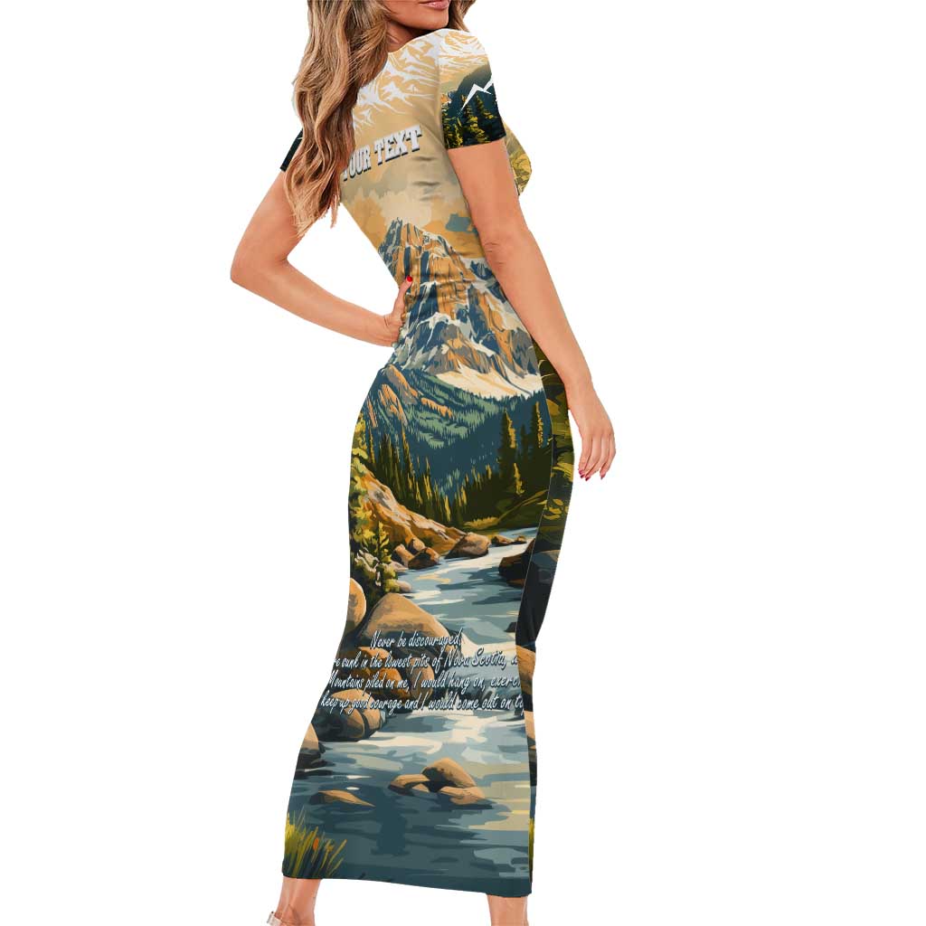 The Beauty of Rocky Mountains Short Sleeve Bodycon Dress