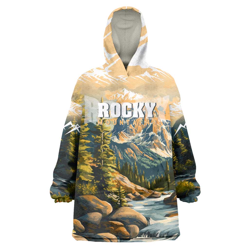 The Beauty of Rocky Mountains Wearable Blanket Hoodie