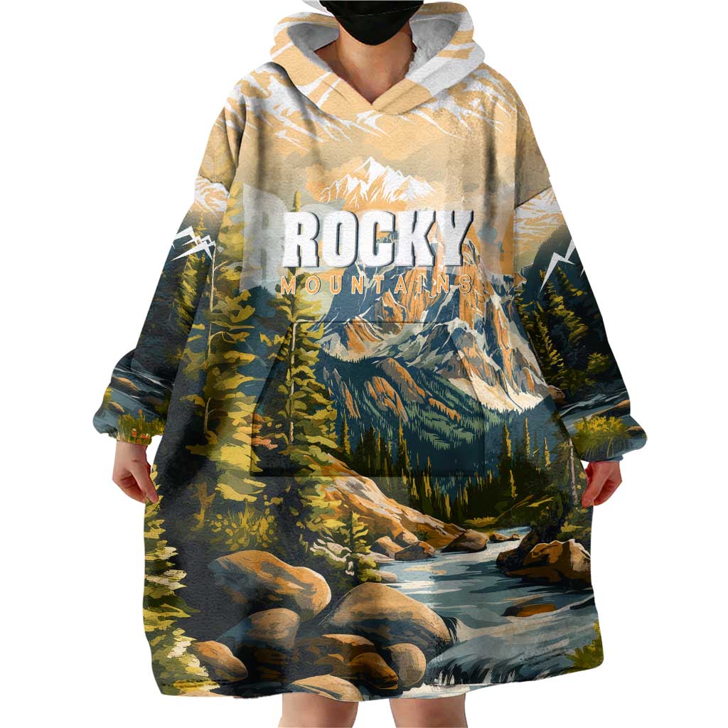 The Beauty of Rocky Mountains Wearable Blanket Hoodie