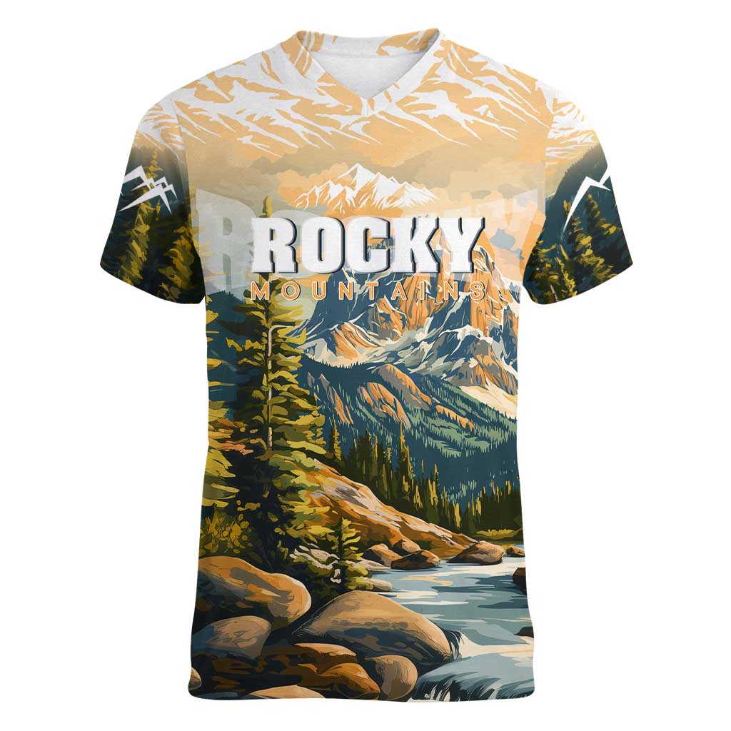 The Beauty of Rocky Mountains Women V-Neck T-Shirt