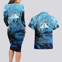 Rocky Mountains Couples Matching Long Sleeve Bodycon Dress and Hawaiian Shirt Outdoor Adventure