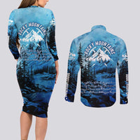 Rocky Mountains Couples Matching Long Sleeve Bodycon Dress and Long Sleeve Button Shirt Outdoor Adventure