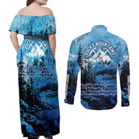 Rocky Mountains Couples Matching Off Shoulder Maxi Dress and Long Sleeve Button Shirt Outdoor Adventure