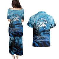 Rocky Mountains Couples Matching Puletasi and Hawaiian Shirt Outdoor Adventure