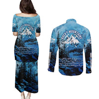 Rocky Mountains Couples Matching Puletasi and Long Sleeve Button Shirt Outdoor Adventure