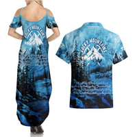 Rocky Mountains Couples Matching Summer Maxi Dress and Hawaiian Shirt Outdoor Adventure