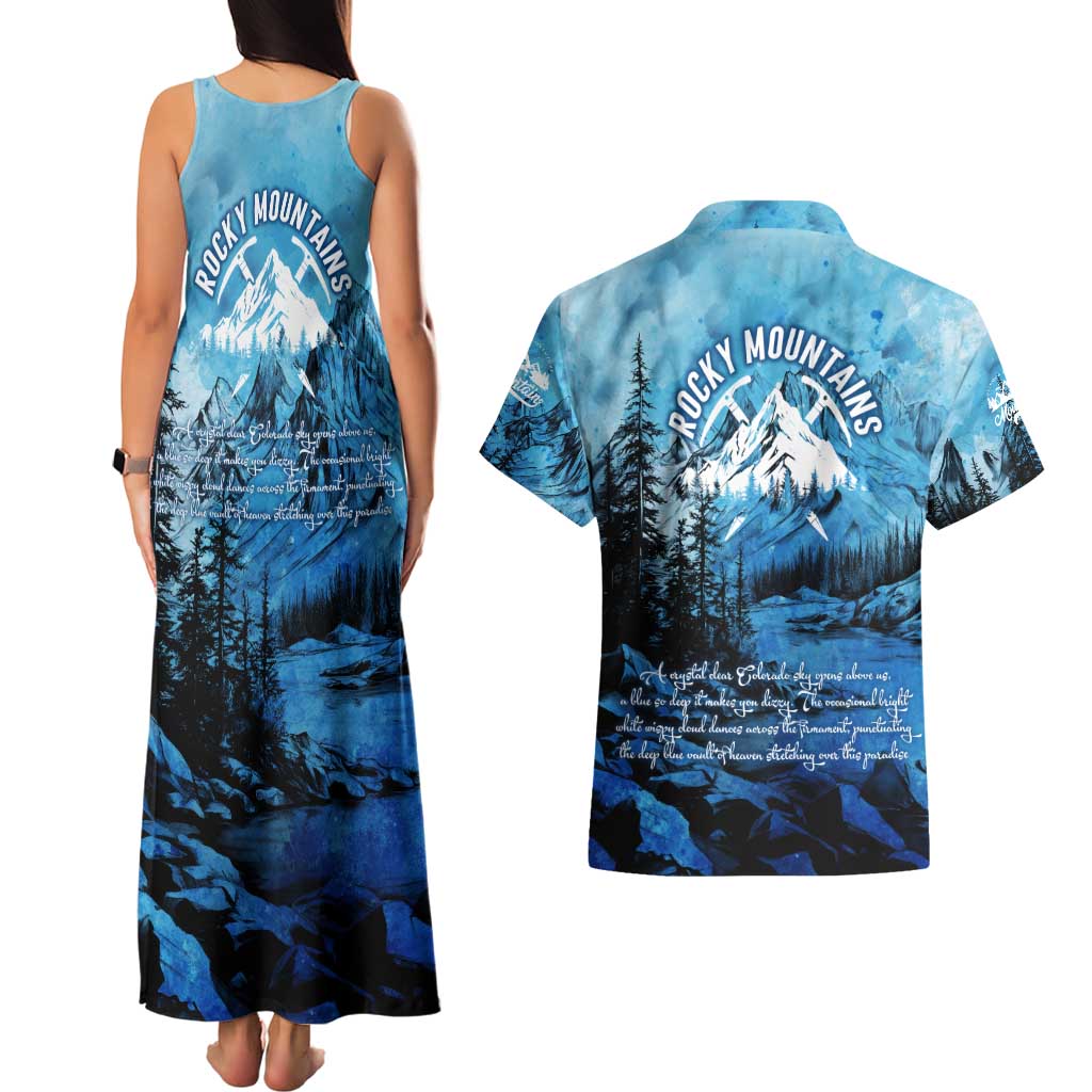 Rocky Mountains Couples Matching Tank Maxi Dress and Hawaiian Shirt Outdoor Adventure