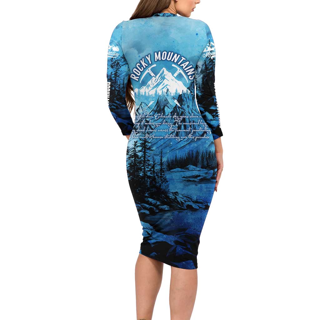Rocky Mountains Family Matching Long Sleeve Bodycon Dress and Hawaiian Shirt Outdoor Adventure
