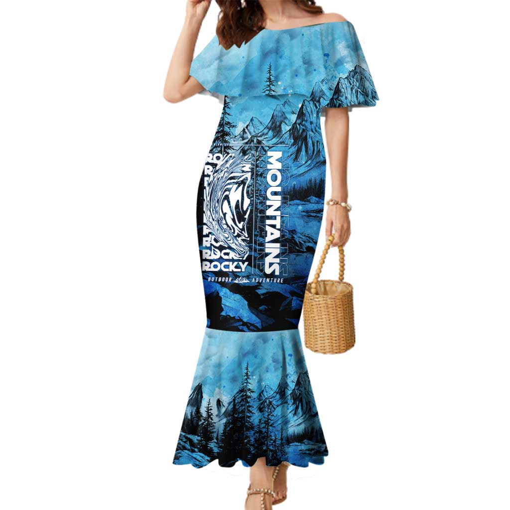 Rocky Mountains Family Matching Mermaid Dress and Hawaiian Shirt Outdoor Adventure