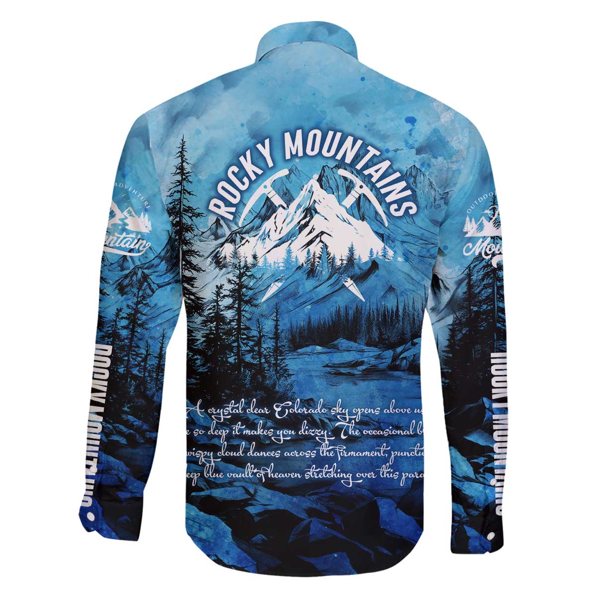 Rocky Mountains Family Matching Off The Shoulder Long Sleeve Dress and Hawaiian Shirt Outdoor Adventure