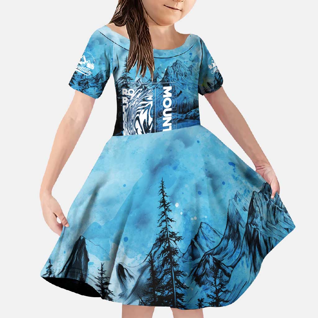 Rocky Mountains Family Matching Off Shoulder Maxi Dress and Hawaiian Shirt Outdoor Adventure