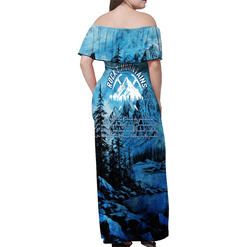 Rocky Mountains Family Matching Off Shoulder Maxi Dress and Hawaiian Shirt Outdoor Adventure
