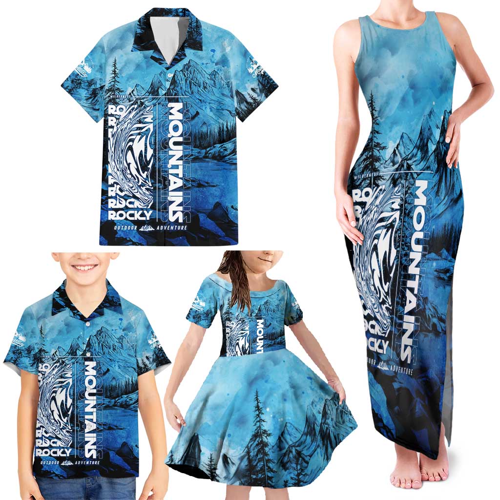 Rocky Mountains Family Matching Tank Maxi Dress and Hawaiian Shirt Outdoor Adventure