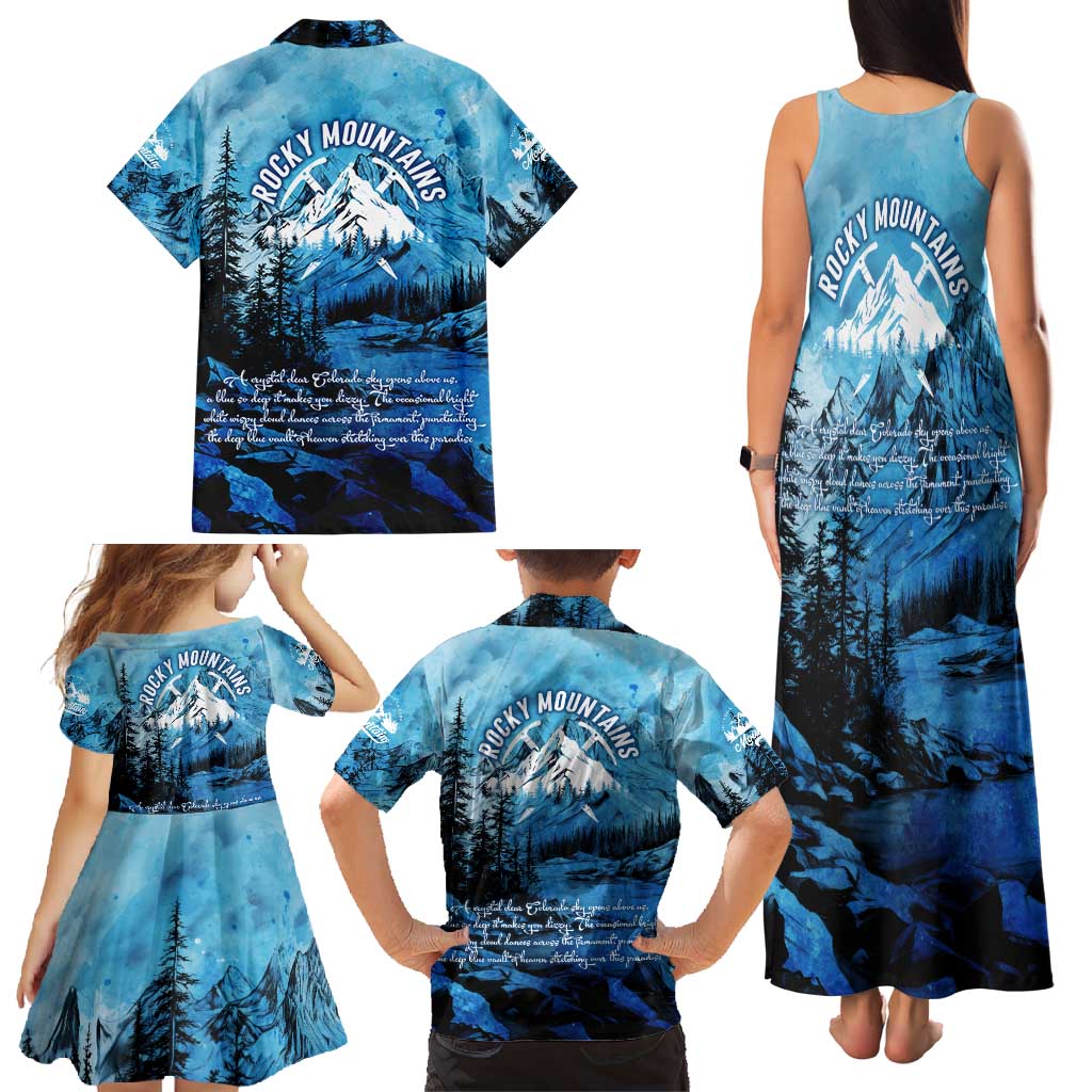 Rocky Mountains Family Matching Tank Maxi Dress and Hawaiian Shirt Outdoor Adventure