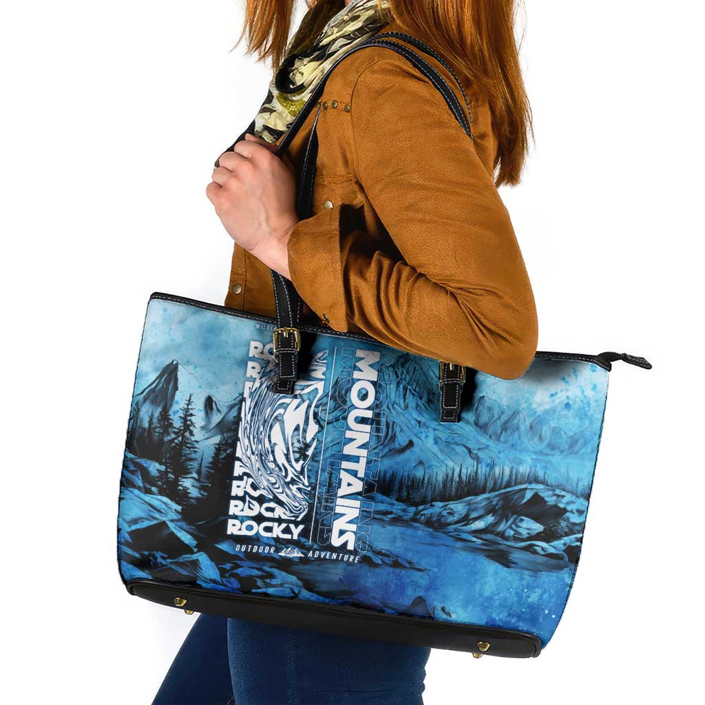 Rocky Mountains Leather Tote Bag Outdoor Adventure