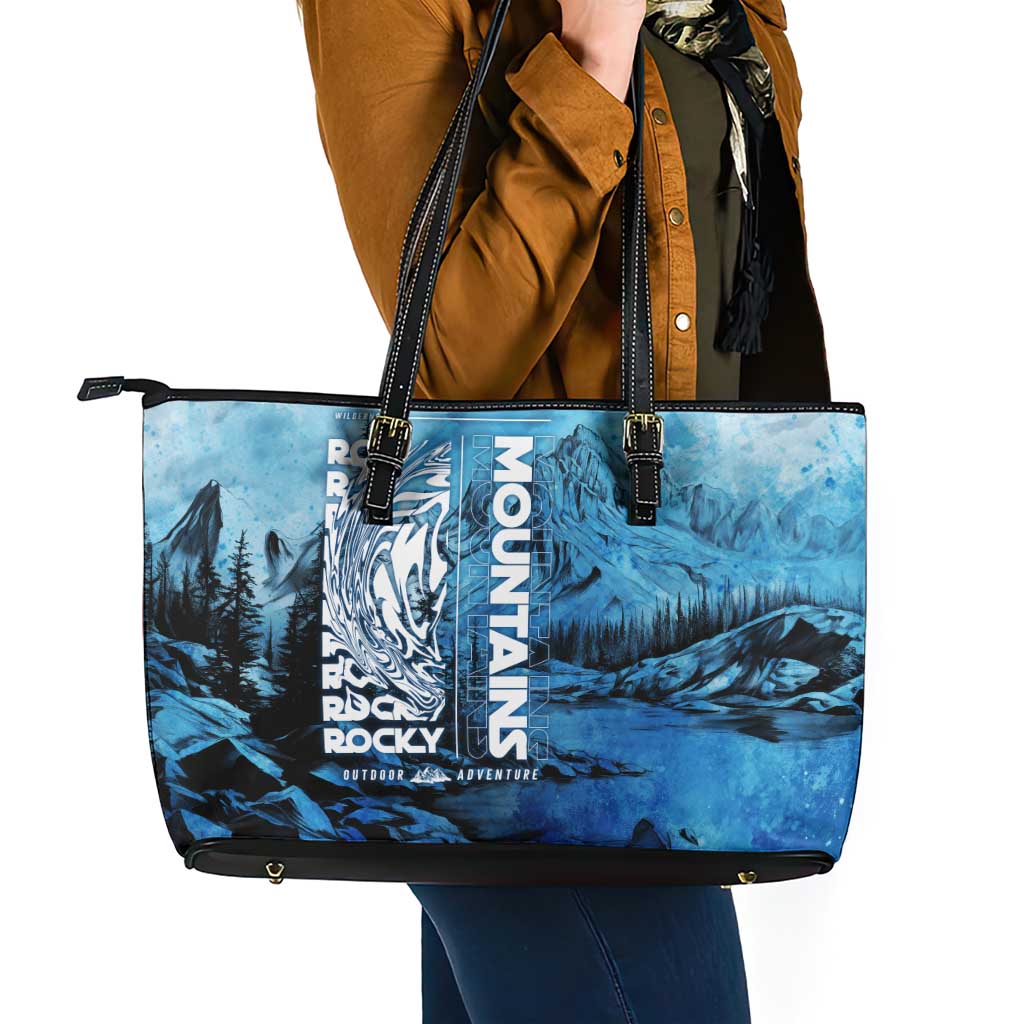 Rocky Mountains Leather Tote Bag Outdoor Adventure