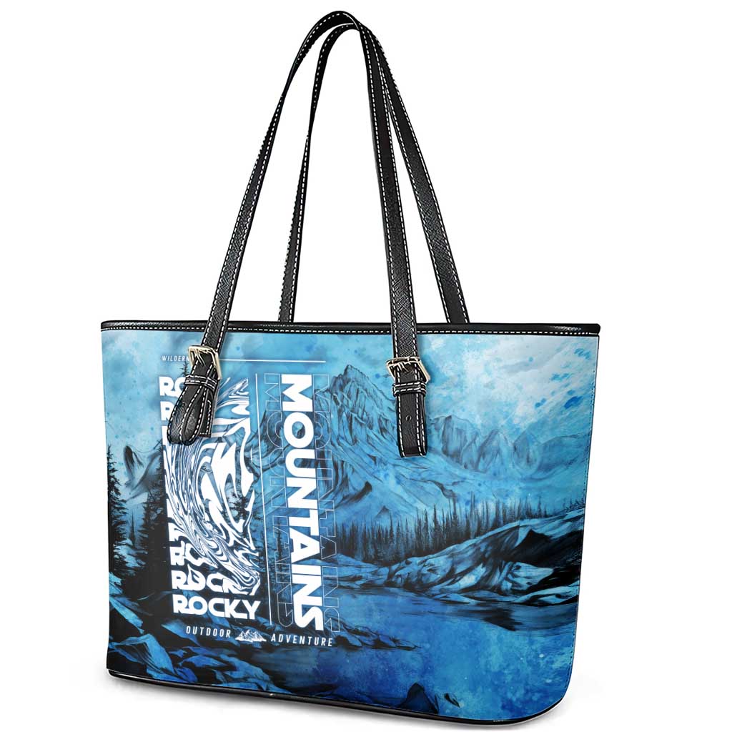 Rocky Mountains Leather Tote Bag Outdoor Adventure